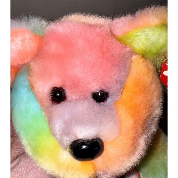 ty Peace Beanie Babies 1999 Buddies 1996 Tie Dye Rainbow Bear Set MWMT - Picture 13 of 16